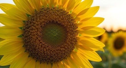 Blooming sunflower close-up - represents warmth and growth - for nature blogs