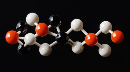 Molecular model, studio shot, black background, science, research