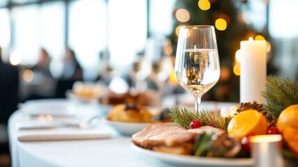 Obraz premium Festive gathering with beautifully arranged dining table and seasonal delights