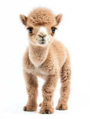 Fototapeta premium Cute standing baby dromedary camel isolated on a white background , animal.