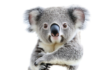 Naklejka premium Close up portrait of a fluffy [animal] [animal] with gray fur with brown eyes isolated on transparent background