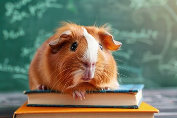Back to School Zoology September Cute Guinea Pig Learning Education School Concept Guinea Pig Nature