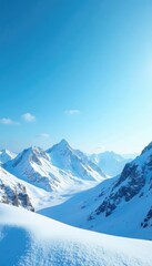 Vertical blue background with a hint of snowy peaks, sky, frosty, open