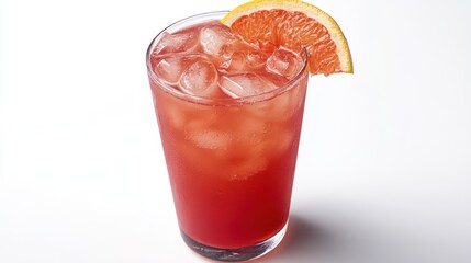 Iced grapefruit drink, studio shot, white background, refreshment