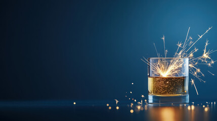 Sparkler in elegant glass holder celebrating festive moments with sparkling drink