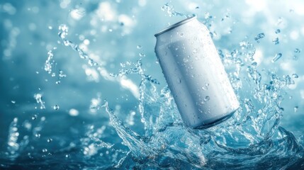 Aluminum Can in Water Splash