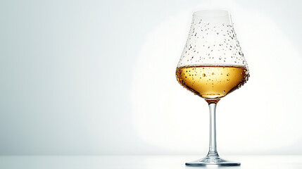 A glass of wine is sitting on a table