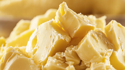 Close-Up of Creamy Yellow Butter Cubes