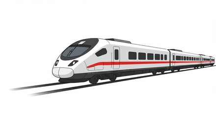Fototapeta premium Modern high-speed train on track in minimalistic design