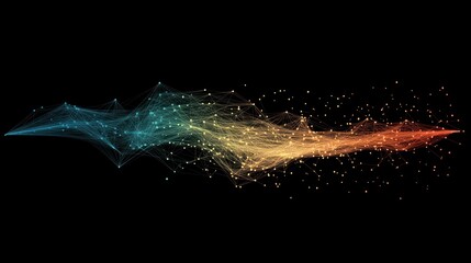 Fototapeta premium Abstract data flow, network, digital, technology, visualization, background, dark, design, presentation, website