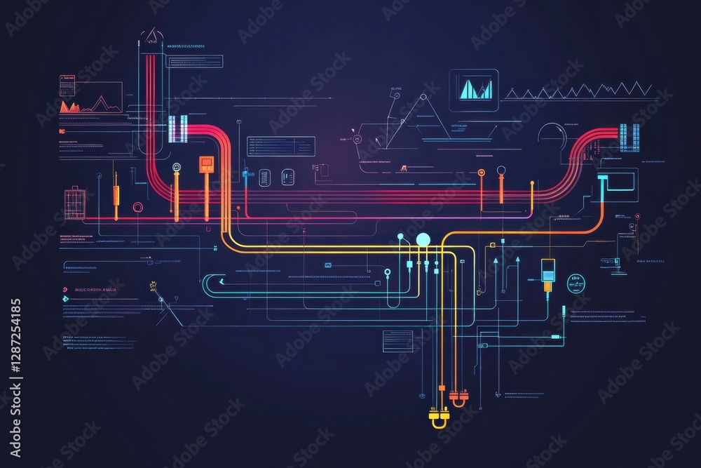Leinwandbilder detailed analysis of gas pipelines flow in infrastructure network planning. generative ai