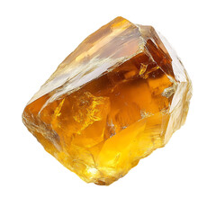 Smooth Citrine Chunk with Golden Yellow Hue Isolated on Transparent Background