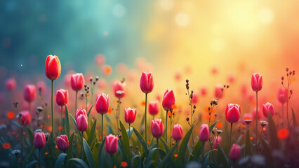 Early spring, abstract, artistic, ensemble of colors, wallpaper, Generative AI