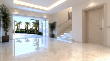 Fototapeta premium Modern Home Entrance with Patio View