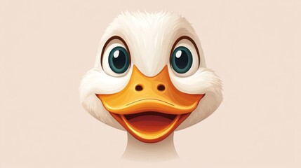 Fototapeta premium Happy duckling face, digital illustration, pastel background, children's book