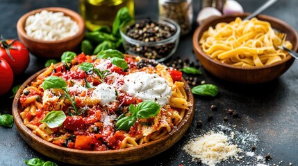 Italian Pasta Dish with Ingredients
