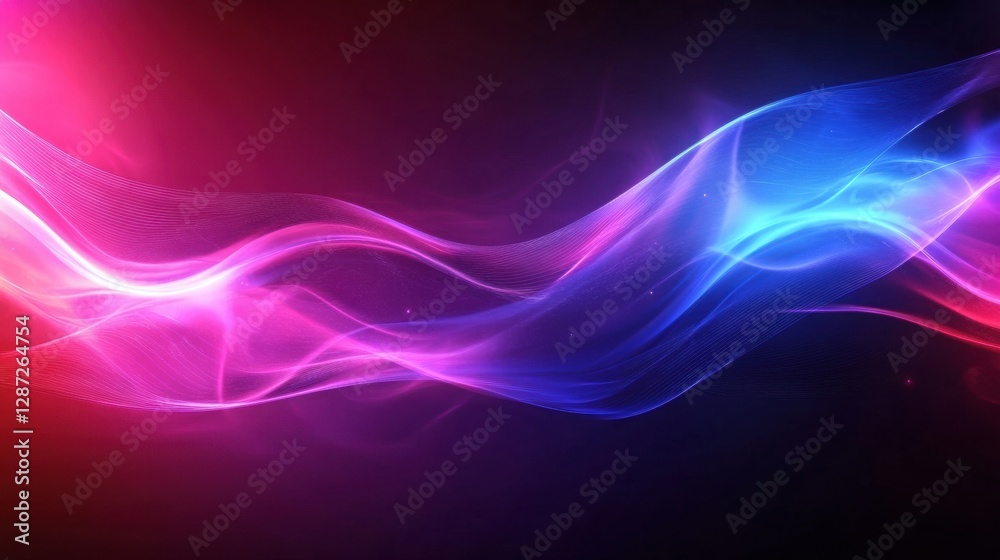 Aufkleber Colorful abstract wave design with vibrant hues creating a dynamic visual effect suitable for technology backgrounds. Generative AI