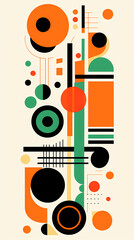 Obraz premium illustration with orange green and black shapes shapes design poster background