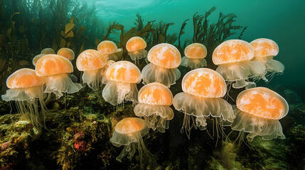 Photo -  Jellyfish, Ocean, Underwater, Marine Life, Sea, Aquatic, Kelp Forest, Wildlife, Nature, Tentacles