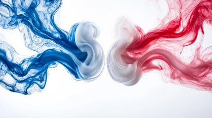 Fototapeta premium Swirling abstract tie-dye in red, white, and blue with a textured, painterly feel, creating a lively and patriotic atmosphere