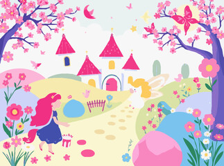 Joyful Fairy Tale Scenes in Bright Hues