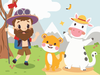 Naklejka premium Cute and Charming Characters for Kids' Adventures