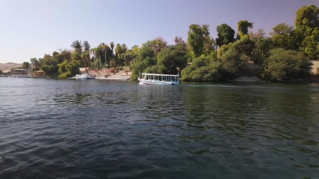Boats on Nile River in Aswan