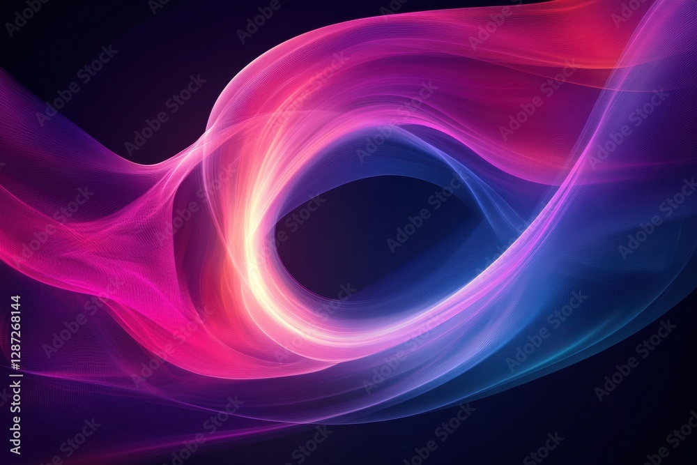 Poster Vibrant flowing colors creating a mesmerizing abstract visual experience in dark background. Generative AI