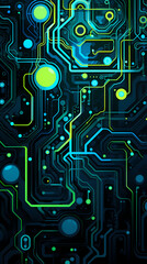 Futuristic neon greens cybernetic patterns resembling a topographic map design poster background