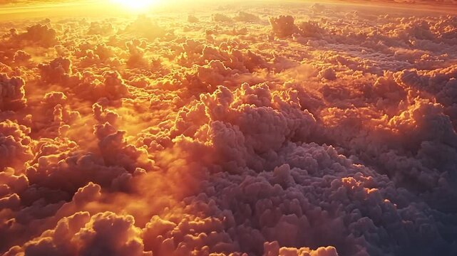 Golden Sunrise Cloudscape from Above
