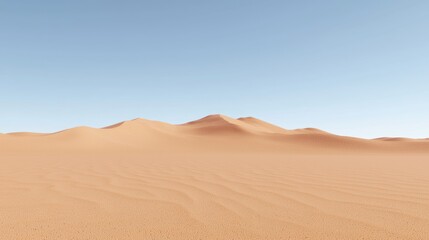 Empty desert landscape under clear sky. Possible use Stock photo