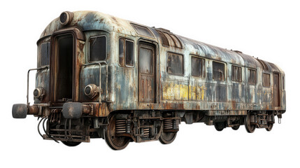 Fototapeta premium a weathered. rusty train car. showcasing signs of age and neglect. with peeling paint and a dilapidated structure this abandoned transport vehicle evokes a sense of nostalgia and the passage of time i