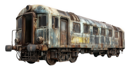a weathered. rusty train car. showcasing signs of age and neglect. with peeling paint and a dilapidated structure this abandoned transport vehicle evokes a sense of nostalgia and the passage of time i