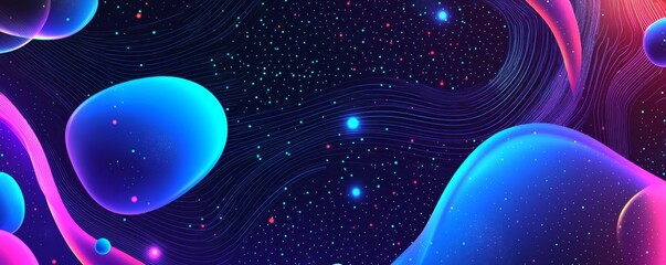 Abstract cosmic nebula; glowing orbs, swirling energy; digital art; website banner