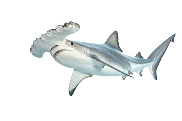 Isolated [animal] with white and gray tones swims gracefully against a transparent backdrop showcasing its unique head shape
