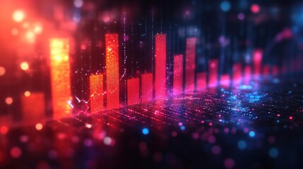 Abstract data visualization, financial chart, digital display, futuristic