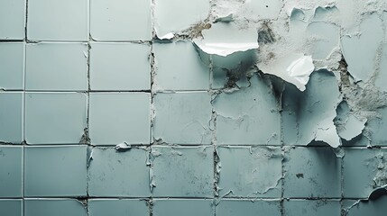 Damaged Tile Wall Shows Extensive Deterioration