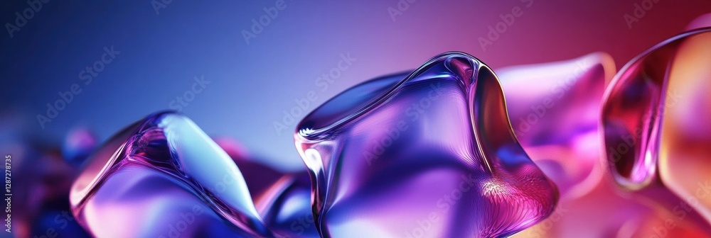 Poster Colorful abstract shapes merge in a dynamic display of fluid movement against a soft gradient background. Generative AI