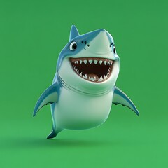 Fototapeta premium Cartoon Shark in Flight