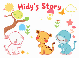 Fototapeta premium Vibrant Fairytale Elements for Kids' Storybooks
