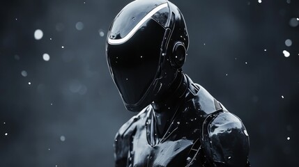 Cyberpunk Rain: A Futuristic Robot in the Storm
