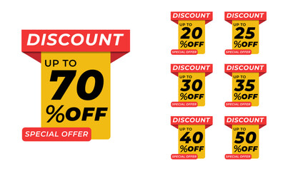 Set of Trendy Discount Price Tags and Banners for Marketing. illustrations.