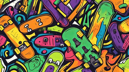 Obraz premium Colorful Skateboard Graphic Design Illustration