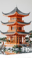 Fototapeta premium 3d ancient traditional architectural mode illustration poster background