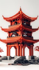 Naklejka premium 3d ancient traditional architectural mode illustration poster background