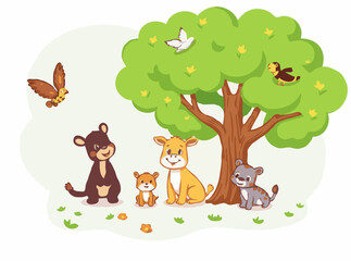 Obraz premium Adorable Cartoon Animals for Children's Storytelling