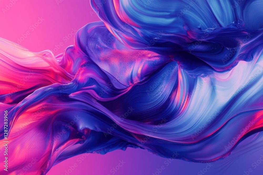 Aufkleber colorful abstract waves flow gracefully in vibrant hues of pink and blue against a soft gradient bac