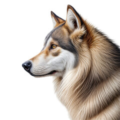 Fototapeta premium Wolf-Like Dog Portrait, Isolated on White Background