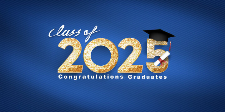 Class of 2025 Vector text for graduation gold design, congratulation event, T-shirt, party, high school or college graduate. Lettering for greeting, invitation card
