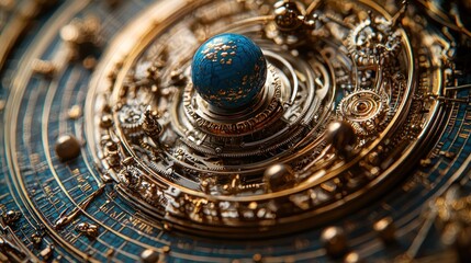 Fototapeta premium Intricate Celestial Orrery: A Masterpiece of Astronomical Engineering
